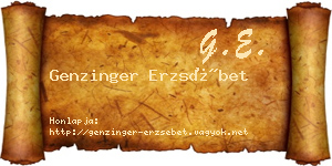 Genzinger Erzsébet névjegykártya